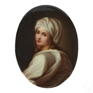 19 C German Porcelain Portrait Plaque of Beatrice Cenci  5 3/8 Inches Height - Picture 1 of 4