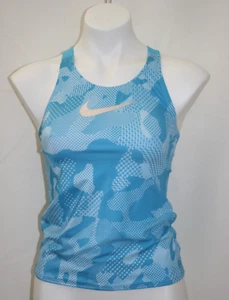 Nike Girls Kids Blue Silver Racerback Tankini Swim Top Swoosh | L (12-13Y) - Picture 1 of 8