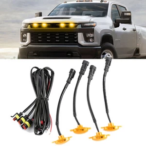 4PCS Front LED Grille Light Amber Running Lamp For Ford F150 Tacoma Raptor Style - Foto 1 di 12