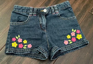 Gymboree Toddler Girl Size 2T 2 Jean Shorts Embroidered Flowers Vintage 2008 - Picture 1 of 5