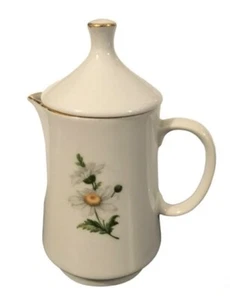 Vintage Alfoldi Porcelain White Floral Lidded Cream Jug c1975 Hungary Milk Mint - Picture 1 of 7