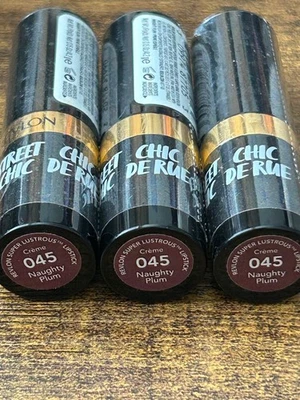 3x Revlon Super Lustrous Lipstick - Creme - 045 Naughty Plum - Image 1 of 3