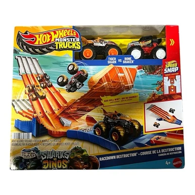 Hot Wheels 2025 Monster Truck RaceDown Destruction Track Set  + 2 Trucks – New - Image 1 of 2