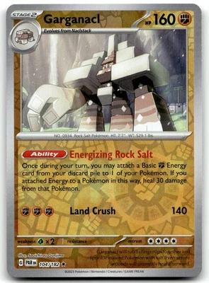 Garganacl - 104/182 SV04: Paradox Rift Rare Reverse Holo Pokemon TCG NM - Image 1 of 2