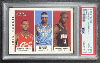 LEBRON JAMES CARMELO ANTHONY DWYANE WADE PSA 10 2003-04 FLEER TRADITION #300 RC - Image 1 of 2
