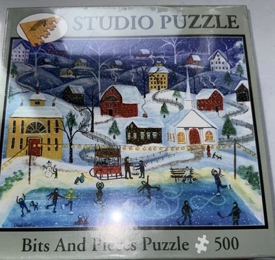 bits and pieces puzzle 500 Winter Skating Party Sealed Nib Winter Holiday - Image 1 of 4