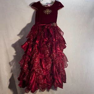 I Want To Be Girls Princess Dress Up Red And Gold 7/8 Long Ruffled Pageant Sash - Picture 1 of 18