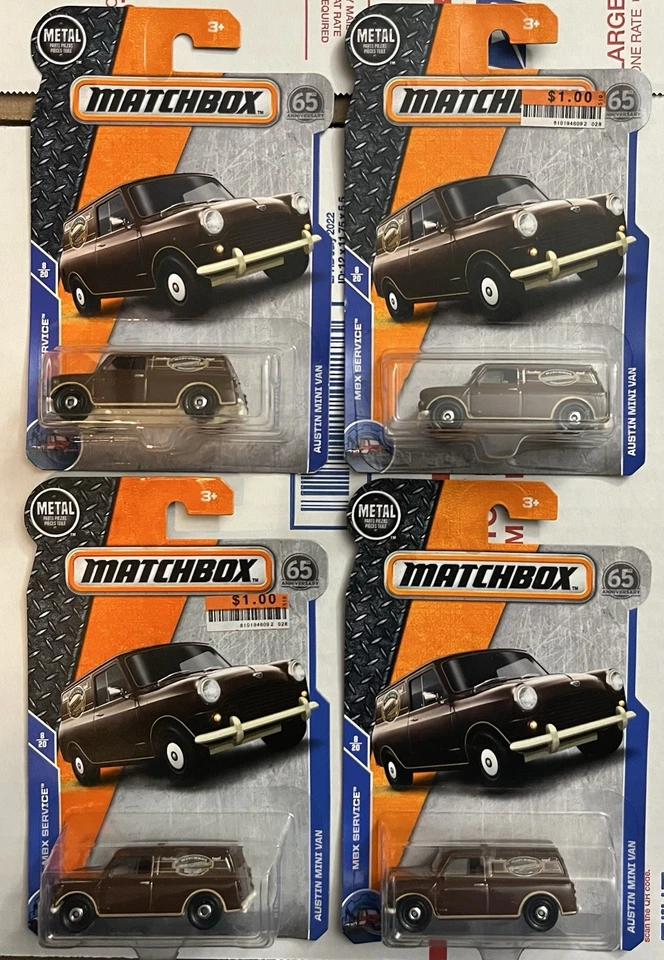 Lote de 4x 2017 Matchbox 27/125 MBX Service 8/20 AUSTIN MINI VAN marrón Foto 1 de 1