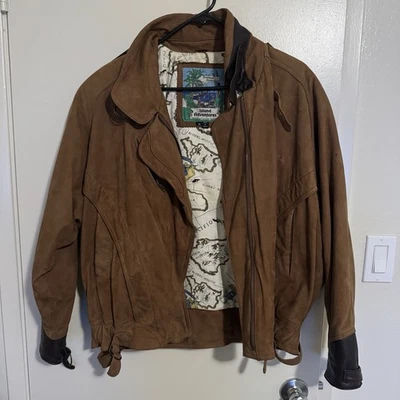 Chaqueta De Colección Overland Outfitters Cuero Marrón "Island Adventures" Talla M Foto 1 de 4