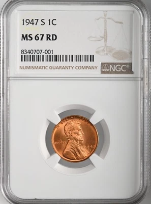 1947-S  1C LINCOLN WHEAT CENT "SAN FRANCISCO MINT" NGC MS67 RD (RED)#8340707-001 - Image 1 of 4