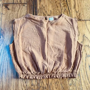 A New Day Damen Gr. L Top Gaze Crinkle Stoff Kupfer Braun Gummibund Boho - Bild 1 von 9
