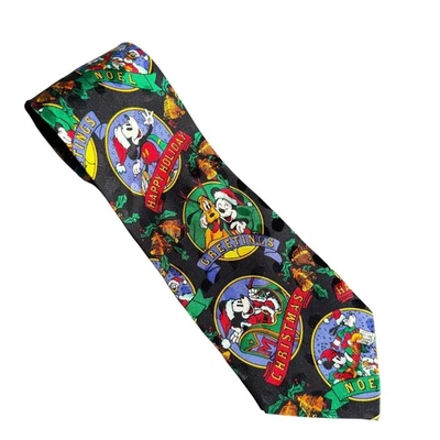 Мужской рождественский галстук Disney Mickey Mouse Pluto «Happy Holiday Greetings» из шелковой смеси - Изображение 1 из 4