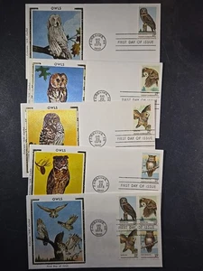 1978 US AMERICAN OWLS FDC Scott# 1760-1763, 1763A, COLORANO SILK Set of 5 #KR15 - Picture 1 of 8