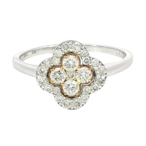 18K Diamant Kleeblatt Ring Weißgold Größe 7 ~0,5ctw Diamanten - Bild 1 von 12