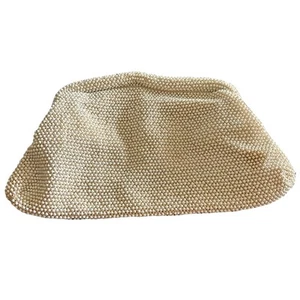 Vintage Lumured Corde Bead Beaded Clutch Purse Evening Bag Handbag White - Picture 1 of 3