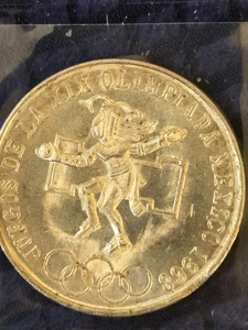 Mexiko 1968 25 Pesos Silbermünze .720 Ley Olympiade Gedenkmünze   - Bild 1 von 2