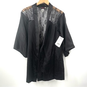 DREAMGIRL Robe Large Lace Satin Sexy Lingerie Kimono Panties Black *Missing Belt