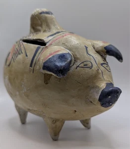 Vintage Ton Keramik handbemalt Sparschwein Volkskunst, Made in Mexico - Bild 1 von 8