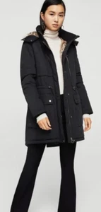 Mango giacca/cappotto donna pelliccia sintetica con cappuccio zip intera nero taglia S - Foto 1 di 17