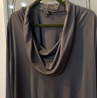 Women's Career Plus Size 3x Gray Cowl Neck Top Blouse 3/4 Sleeve Slinky Brand - Image 1 of 3