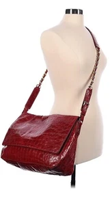 Alice + Olivia NWT Cherry Embossed Croc Leather Messenger Handbag/Purse (Large) - Picture 1 of 21