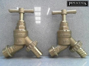 2 x WRAS APPROVED Outdoor Garden Tap Hose Union Bib Tap 1/2" Brass - Picture 1 of 2