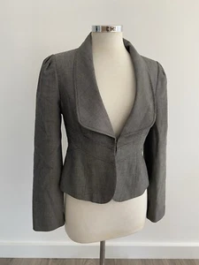 Marks And Spencer Grey Short Corporate Collared Blazer Size UK 12 Lined  - Picture 1 of 5