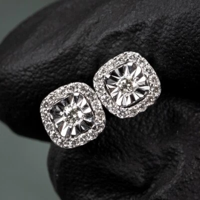 Conjunto milagroso redondo de diamantes naturales de oro blanco de 0,28 quilates para hombre Foto 1 de 4