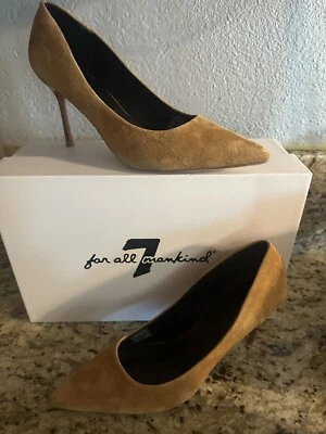 $228 Para los 7 Tacones de Cuero Gamuza Humanidad Marrón Italia Talla 7 Nuevos Foto 1 de 4