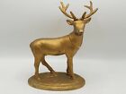 Vintage 1978 Buck Elk Stag Deer Cast Iron Still Bank w/ Gold Paint - 10" Tall