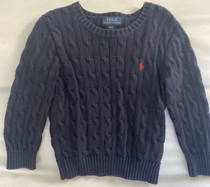 Ralph Lauren Boy’s Polo Navy Blue Cable Knit Sweater Size 4 - Picture 1 of 2