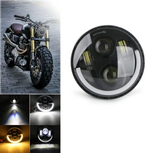 5.75" 5 3/4 Motorcycle Hi/Lo Headlight DRL Turn Signal Halo Ring LED For Harley - Picture 1 of 9