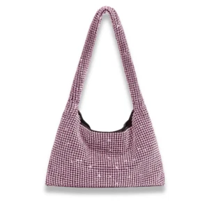 Rhinestone Mesh Bag Night Wedding Party Crystal Shoulder Bag Pink Diamond Purse - Picture 1 of 6