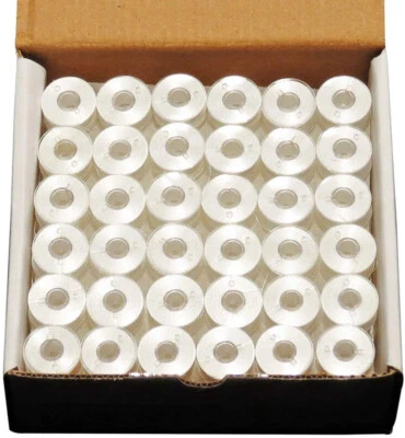 144 White Pre-wound L-Style Plastic Bobbins for Embroidery Machines (SA155) Size - Image 1 of 2