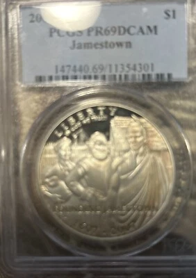 2007-P Commemorative Silver Dollar PCGS PR69DCAM Jamestown - Image 1 of 2