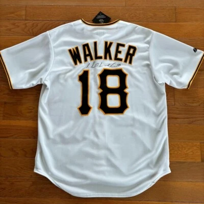 NWT Neil Walker Autographed Signed Pittsburgh Pirates Majestic Jersey Large L - Image 1 of 4