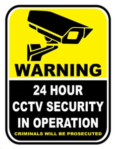Notice Sign CCTV 24 Hour Security Camera Foamex Rigid PVC Sign OR Sticker Decal - Picture 1 of 1