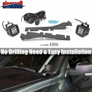 24W LED Light Pod+Hood Hinge Mount+Wire for Ram 1500 2500 3500 10-14 15 16 17 18 - Picture 1 of 10