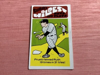 1973 Fleer Laughlin, no.34, Pruett fanned Babe Ruth 19 timesin 31 tries - Image 1 of 2