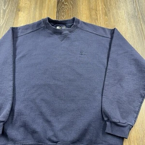 Vintage Starter Sweatshirt Mens M Blue Spellout Logo Team Crewneck Sweater K8 - Picture 1 of 12