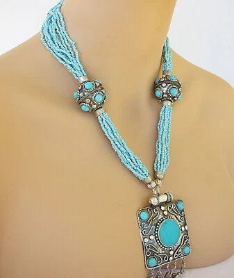 ОПТОВЫЙ ЛОТ ИНДИЯ ЗОЛОТО БОГЕМНОЕ ПЛЕМЕННОЕ ЭТНИЧЕСКОЕ ОЖЕРЕЛЬЕ КОЛЬЕ С КАМНЯМИ: 20» - Изображение 1 из 3