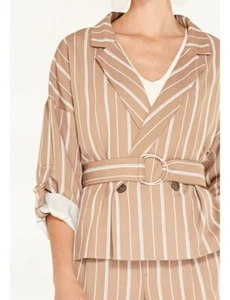 BNWT Paisie Ladies Striped double Blazer wBelt D Ring ajustable sleeve size UK10 - Picture 1 of 5