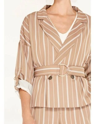 BNWT Paisie Ladies Striped double Blazer wBelt D Ring ajustable sleeve size UK10 - Image 1 of 4
