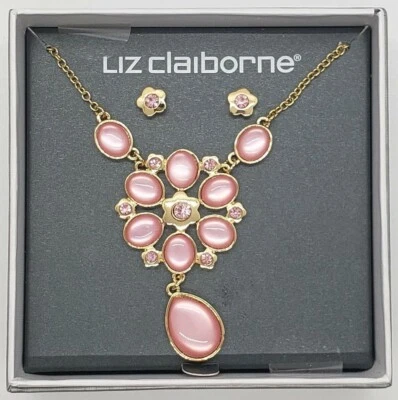 Juego de collar y pendientes de diseño dorado y rosa "Liz Claiborne" Foto 1 de 2