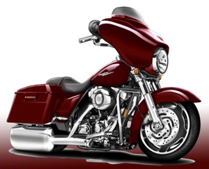 Harley Street Glide Motorcycle Cartoon Art Print NEW - Picture 1 of 1