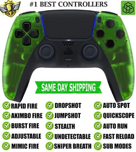 Clear Green Silent Modz New Rapid Fire Mod Wireless Modded Controller for PS5 - Picture 1 of 1