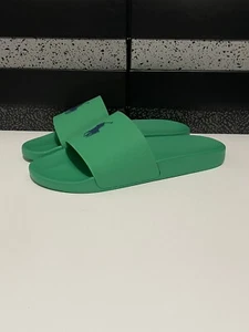 Nuevo Polo Ralph Lauren Signature Pony Slide Verde/Azul Marino Para Hombre Talla 10-12 RARO - Imagen 1 de 5