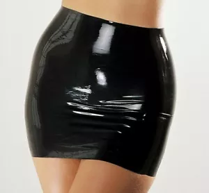 Black Womens Moulded Latex Rubber Mini Skirt 100% Natural Rubber Latex Skirt - Picture 1 of 6
