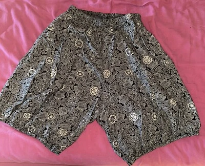 Pantalones Cortos Blaxx Talla Única Negro Paisley Bloomer Rayón De Colección Años 80-90’s Foto 1 de 3