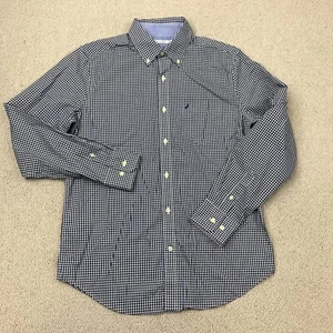 Camisa abotonada resistente a las arrugas Nautica para hombre talla M azul marino blanco algodón guinga - Imagen 1 de 8